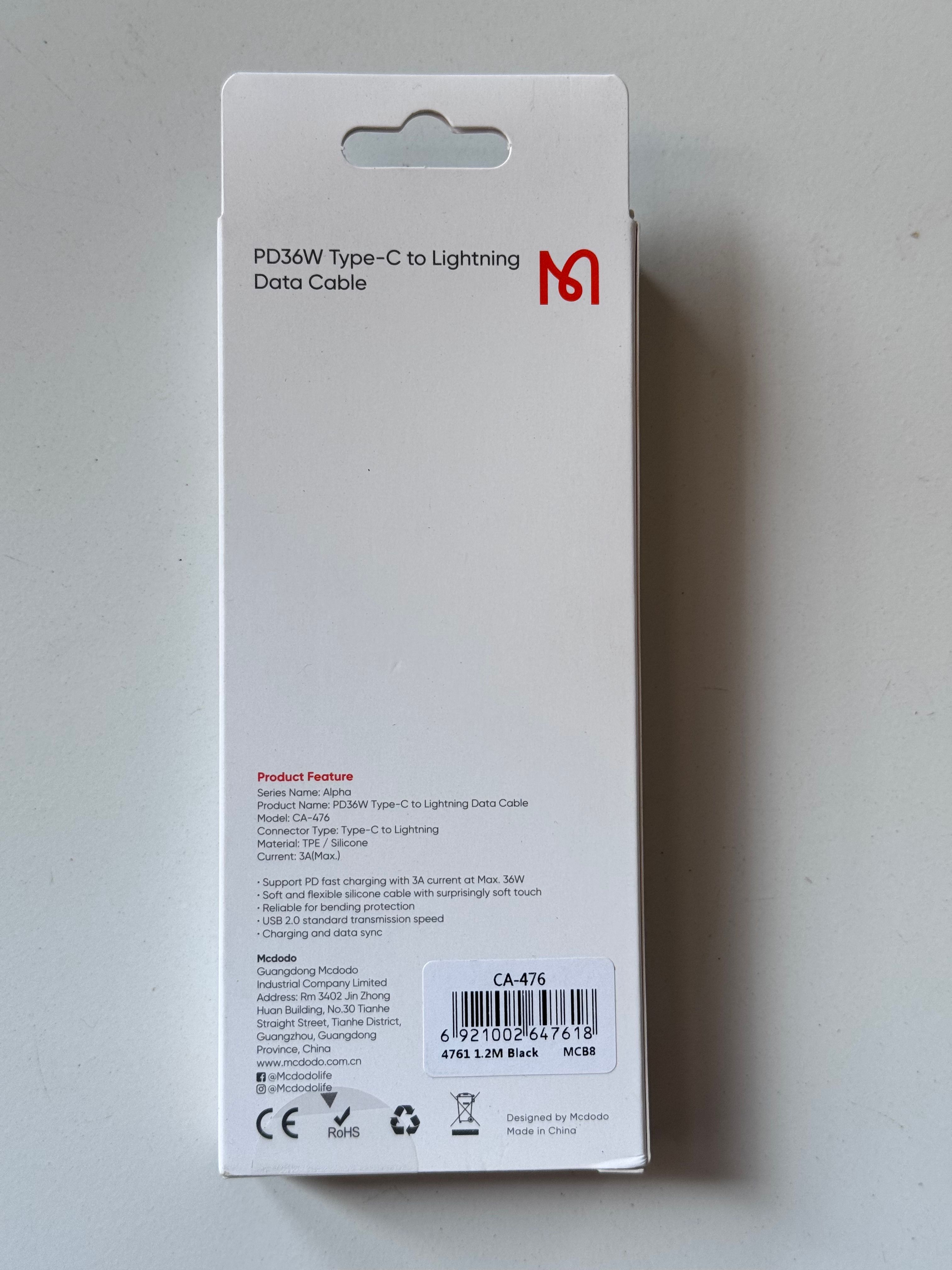 Mcdodo PD36W Lightning Data Cable view 2